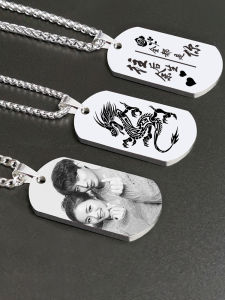 สร้อยคอโซ่ไททาเนียม เครื่องประดับแฟชั่นสำหรับคู่รัก โลหะผสมสแตนเลส เครื่องประดับโซ่ไททาเนียม จี้รูปภาพ อักษรตัวอักษร