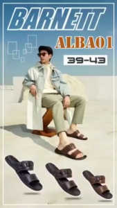 Sandal pria selop kulit - sandal cowok slop mapan bapak-bapak muda casual barnett ecco alba 01 39-43