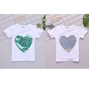 Kaos Sequin Anak Perempuan Motif Love KTSQ032
