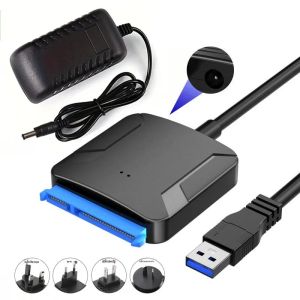 USB 3.0 ถึง SATA SATA III Hard Drive Adapter Converter สําหรับ 2.5 "3.5" SSD HDD Hard Drive Disk พร้อม Power Adapte สนับสนุน UASP