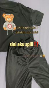 Setelan Cewek Korea Kekinian Atasan Crop Big Size Dan Celana Panjang Kulot Motif Hoodie Bear