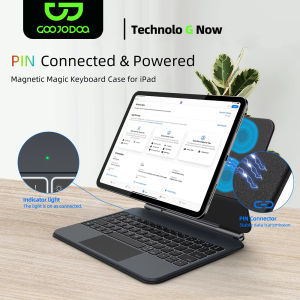 GOOJODOQ | Smart PIN Plug&Play Magic Keyboard Case for iPad Pro 11 2024 M4 iPad Air 4/5/6 10.9 Multi-touch Touchpad Smart Reverse charging