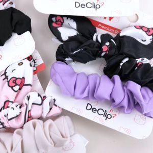 DeClip X Sanrio Scrunchie Satin Kelinci Set Motif Hello Kitty