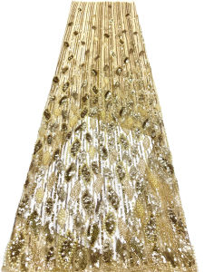 Vải Ren Cô Dâu Châu Phi Đính Hạt Sequin Thêu Tay Chất Liệu Lưới Pháp Cao Cấp 2 Thước Dành Cho Đám Cưới Nigeria.