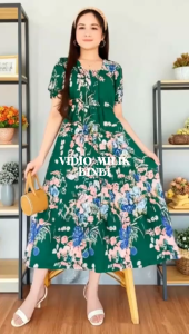 Daster Kimono Dress motif Rayon Premium Kancing Depan Busui Friendly Murah Piyama Tidur Wanita Kekinian
