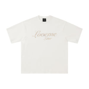 LoveMeLater Floral Print Logo Heavyweight Loose Fit T-Shirt Short Sleeve Casual Cotton Polyester Blend Breathable Summer Top