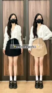 Chân váy chữ A BIGSIZE kaki form chữ A lưng cao tôn dáng-HLS