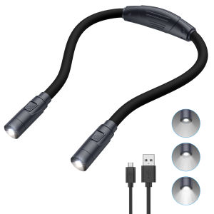 Brifit Đèn đọc sách cổ LED Đèn đọc sách trên giường 3 màu sáng Điều chỉnh độ sáng Tay cầm có thể uốn cong Có thể sạc lại Sử dụng lâu dài Hoàn hảo để đọc sách đan móc cắm trại sửa chữa (Xám Đen Xanh lam Hồng)