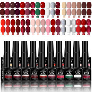 ชุดยาทาเล็บเจลฤดูใบไม้ร่วง 6 ชิ้น VOKY ลายเล็บแบบ UV ที่ถอดออกได้ ของขวัญสำหรับเล็บผู้หญิง