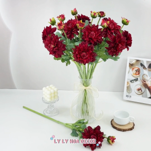 Cành cụm hoa thược dược nhân tạo decor trang trí