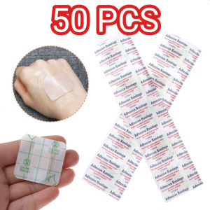 50pcs Hypoallergenic Non-woven PU Waterproof Square Band Aid Transparent Bandage Non-woven PU Wound Fixation Tape Hypoallergenic