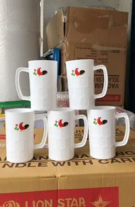 gelas kopyor plasti motif ayam jago 1 pc COD gelas gagang besar kopyor ayam jago