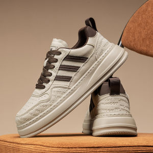 Fall Winter Mens Casual Shoes 2025 New Style High-End Sporty Low-Top Sneakers Thick Bottom Heightening Trendy White Shoes