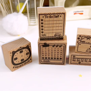 Cute Kitten Heartbeat Cat Machine Wooden Stamp DIY Decorations Stamping Journal Planner Scrapbooking Stationery