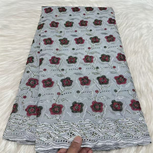 Vải Ren Thêu Khô Chất Lượng Cao Châu Phi 100% Cotton Vải Voan Thụy Sĩ Nigeria 5 Thước Thiết Kế Mới Dành Cho Dịp Cưới