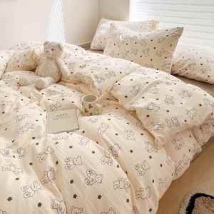 Fall/Winter Washed Cotton Dual-layer Bedding Set 4 Piece