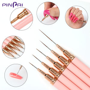 PINPAI ชุดแปรงวาดเส้นเล็บ 5 ชิ้น ขนาด 7/9/11/15/25 มม. สำหรับทาเล็บ เจลทาเล็บ วาดเส้น ลายเส้น วาดเส้น ชุดเครื่องมือปากกาสำหรับออกแบบเล็บ