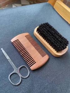 Mens Beard Grooming Set Beard Brush Bristle Material Beard Comb Scissors with Storage Bag Specially Designed for Men