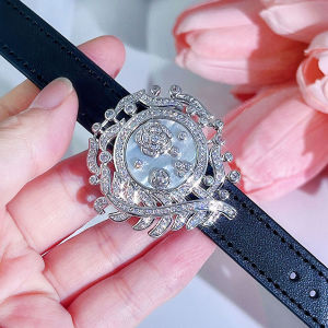 SEQUITO Thai Style Wrist Jewelry Silver Plated Micro Pave Tiny Bling  AAAAA Zirconia Flower Leather Belt Charm Bracelet Can Be Necklace Multiple Wearing Way Clothing Jewellery B226