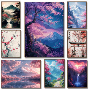Mount Fuji Cherry Blossom Jigsaw Puzzle 1000PCS-50X70CM Night Waterfall Scene Focus Activity Leisure Time Gift