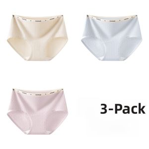 PIER N°5 | Herbal Initial Color Extended Crotch Pure Cotton Womens Underwear 10A Antibacterial Crotch Seamless Embroidery Cotton Mid-Waist Color Block Triangle Shorts