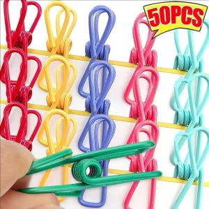 50pcs Colorful Storage Clips / Strong Spring Clothespin / Portable Sealer Clamp Kitchen Accessories