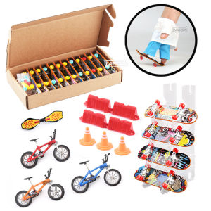 Profession Finger Boarding DIY Ramp Park Finger Scooter Finger Skateboard with Metal Bridge Skate Trucks Kid Pocket Toys Gift