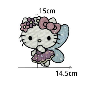 Hot Sale Cartoon Pattern New Family Matching Hoodie Fabric Embroidery Decoration Patch Kawaii Hello Kitty Sewing Accessories