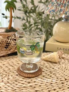 แก้วน้ำผลไม้ทรงสูง การ์ตูน ใบ แก้วไวน์ทรงสูง แก้วขนมหวานทรงกระบอกกลม ดีไซน์ ใบ ความจุ 300 มล