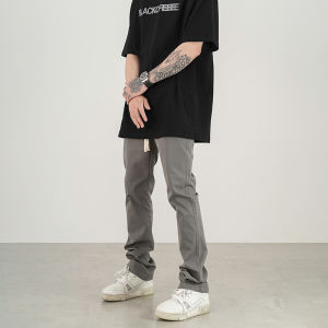 Slim Fit Workwear Pants Mens Casual Straight Leg Long Trousers High Street Style Basic Solid Color Thinming Leisure Fashion