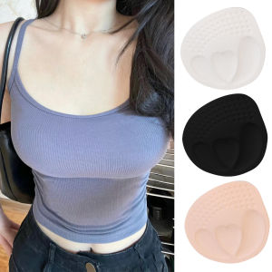 4ชิ้นฟองน้ำเนื้อนุ่มฟองน้ำเสริมบราผู้หญิงรอบชุดชั้นในทรงสามเหลี่ยมแผ่นบิกินี่แบบสปอร์ตชุดว่ายน้ำสไตล์โยคะ Bralettes พยาบาลยกทรงแทรก