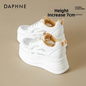 Daphne | Heel Height Boost Breathable White Sneakers