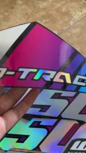 Striping D-tracker variasi gradasi Stiker Dtracker font hologram