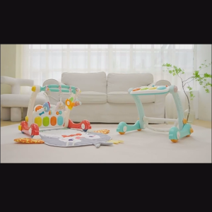 4-in-1 Baby Activity Gym Playmats Infant Sit-to-Stand Learning Push Walker Learning Floor Portable Playgym Center Sensory Musical Lights Rattle Teething Toys Multifunctional Removable Play Piano Detachable Panel Tummy Time Boy Girl Newborn Toddler Gifts