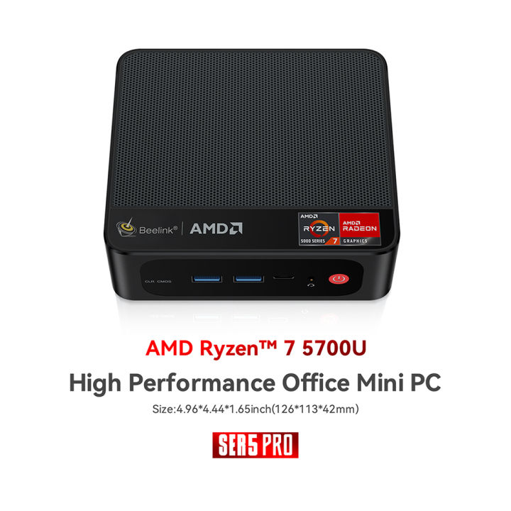 Beelink Mini PC SER5 5700U Mini PC, AMD Ryzen 7 5700U (8C/16T, Up to 4
