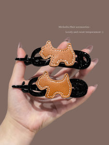 Cute Dog Leather Hair Clip Female Back of Head Twist Clip 2025 New One Word Clip Daily Hair Card Hair Decoration