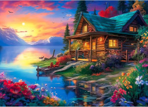 Lakeside Chalet Adult paper Puzzle 1000/500 Pieces Jigsaw Puzzles for Gameroom Bedroom Birthday Gift Challenging Game
