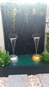 ม่านน้ำตกหินกาบ2ช่องน้ำล้น น้ำตกหน้าบ้าน น้ำตกในสวน น้ำตกธรรมชาติ น้ำตกราคาโรงงาน ตกแต่งพร้อมจัดส่ง