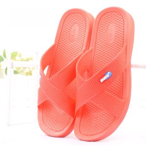 Couples Summer Indoor Home Bathroom Slippers PVC Material Cross Buckle Simple Style Womens Mens Bathing Cool Slippers
