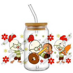 Funko | Popular Cartoon Cute Chicken Little 16oz UV DTF 3D Transfer Sticker Decals For Glass Can Cup Fashion Craft DIY Creative