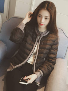 Womens Loose Cotton Jacket 2024 New Winter down Short Lightweight Coat Thickened Commute Style Pure Color Zipper Closure