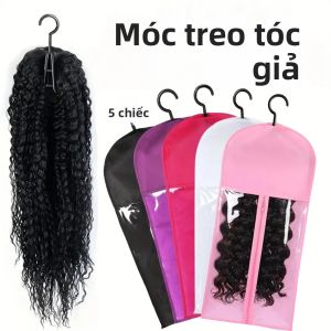 Bộ 3 Túi Đựng Tóc Giả Cao Cấp Với Móc Treo Kim Loại Chắc Chắn Màu Đen Trong Suốt Dùng Để Đựng Nhiều Bộ Tóc Giả Và Nối Tóc