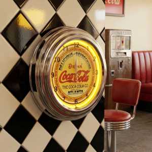 💥Dream Best🔥 American Coca-Cola Wall Clock | Vintage Creative Neon Clock Decoration 38*38cm