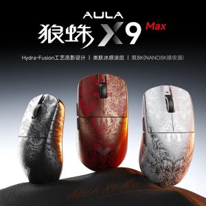 AULA X9 Max Ultra Gaming Mouse Wireless Tri Mode Lightweight Dual 8KHz 500mAh PAW3950 Ergonomic Esports Mouse Gaming Accessories