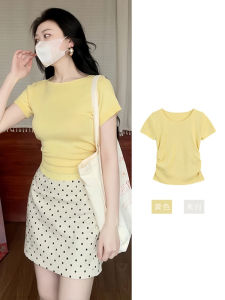 Yellow Short Sleeve T-Shirt Womens Student Summer Dopaamine Sweet And Spicy Slimming Top Design Sensation Niche