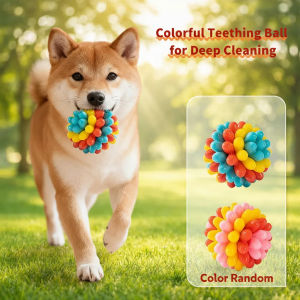 Indestructible Dog Chew Toy-TPR Bite- Material Vibrant Colors Chewable Teething Toy for Dog Soft Training BallTeeth Cleaning