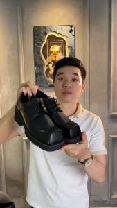 Giày derby mũi vuông thời trang INICHI G1317 da lì đế chunky thời trang