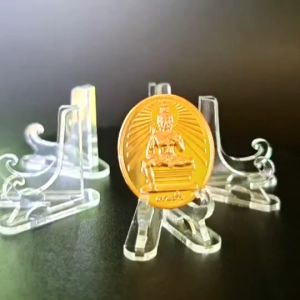 ฐานวาง 1 เหรียญ ฐานวางพระขนาดเล็ก ฐานวางเหรียญ ที่วางพระ ที่วางเหรียญ ขาตั้ง งานอะคริลิค