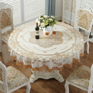 European Style Gold Stamping PVC Tablecloth Waterproof and Oil-Resistant
