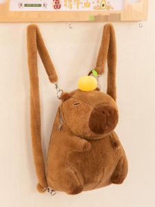 Cute Large Capacity Plush Toy Backpack Kapilala Water Vole Doll Girls Backpack Cartoon Stuffed Animal Shoulder Bag for Kids